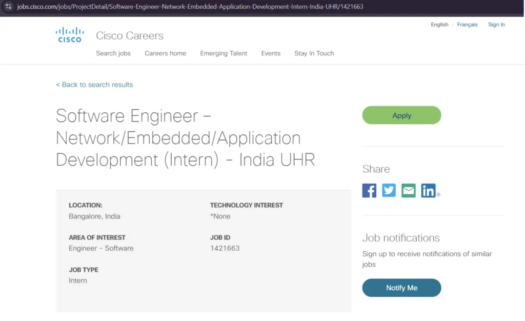 Cisco Software engineer internship