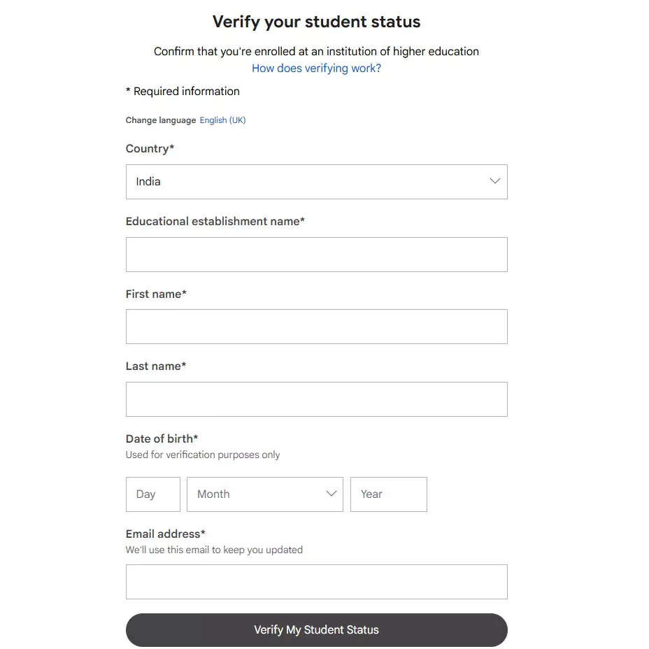 Google Gemini Free: Fill details