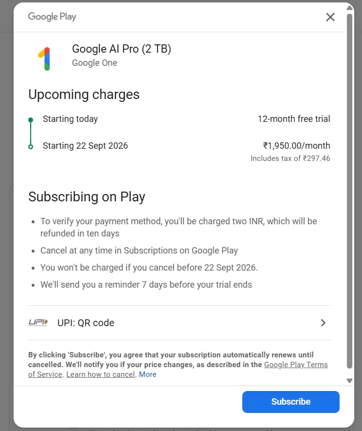 Google Gemini Free: Subscription