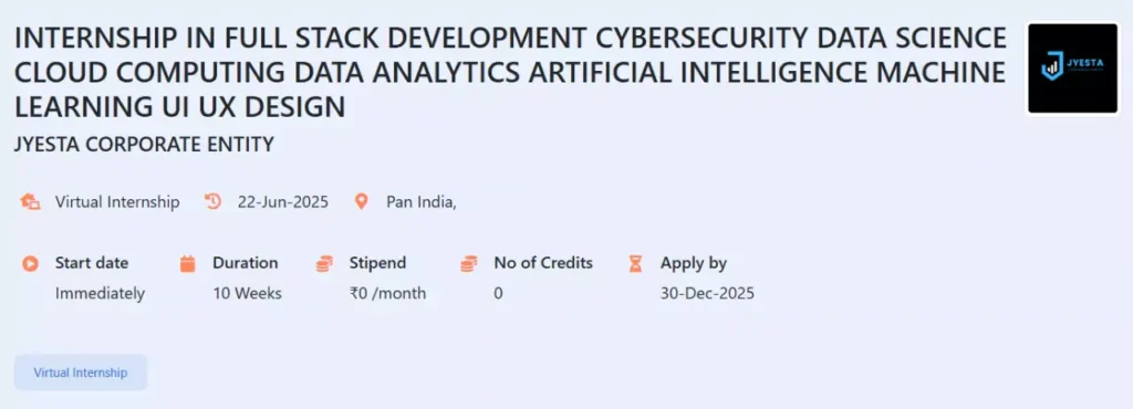 AICTE Internships: Full Stack Development Internship