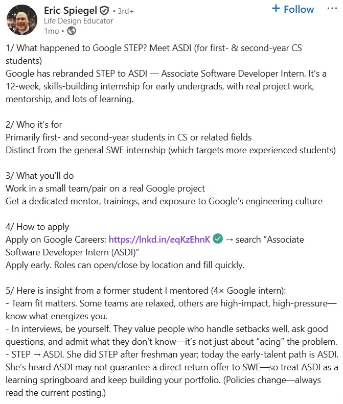 Google STEP Internship