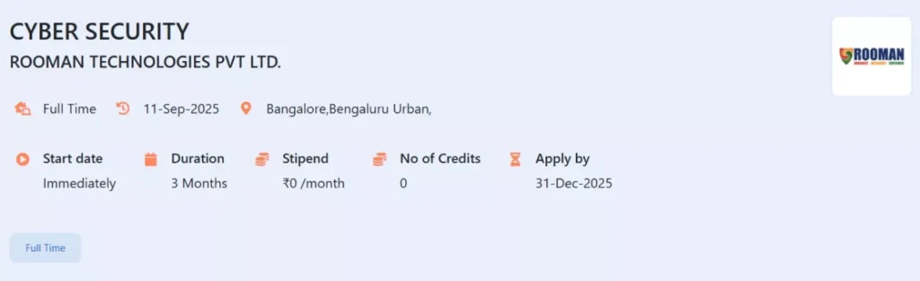 AICTE Cyber Security Internship: Rooman Technologies PVT limited