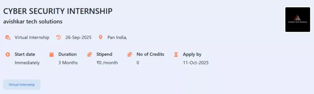 AICTE Cyber Security Internship: Avishkar Tech Solution