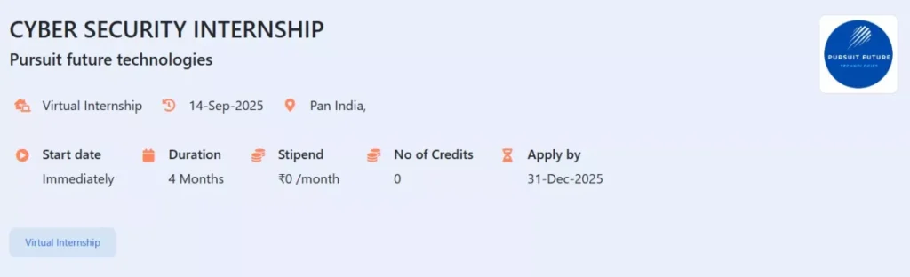 AICTE Cyber Security Internship: Pursuit Future Technologies