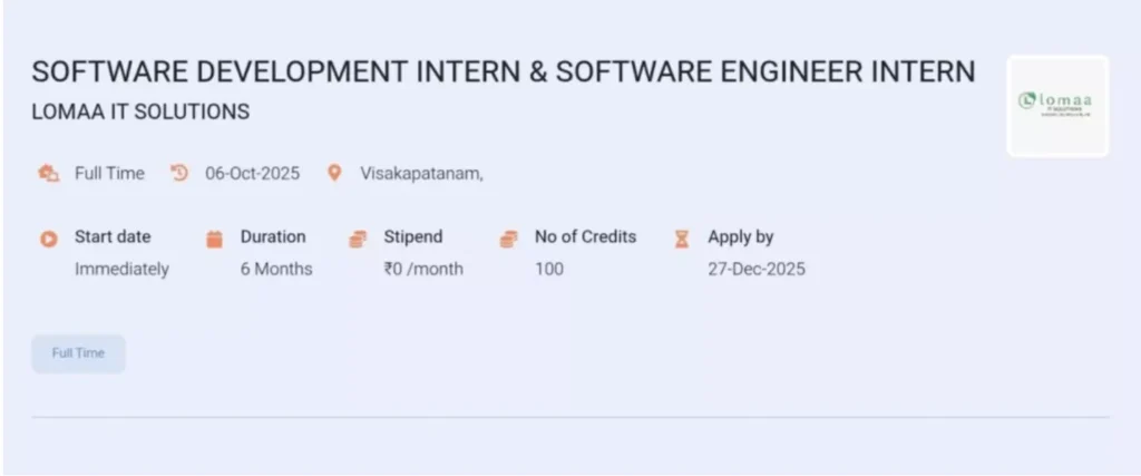 AICTE Software engineering internship: LOMAA IT Solutions