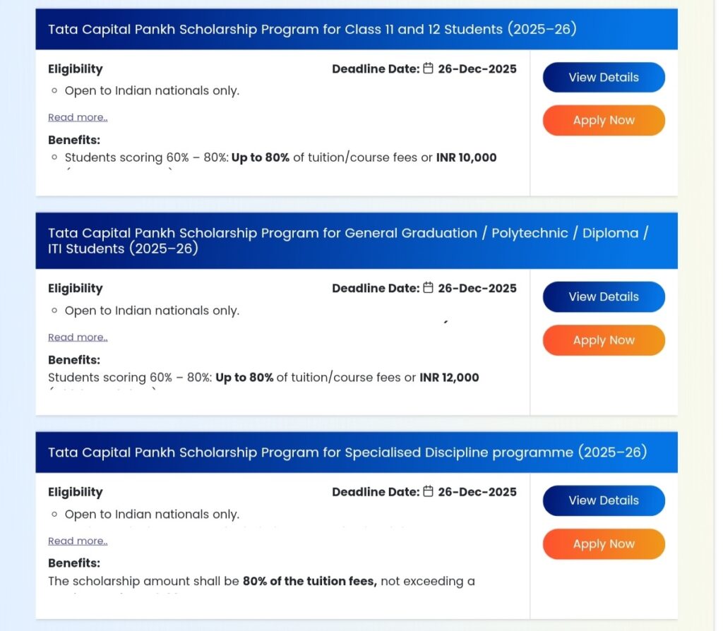Tata Capital Pankh Scholarship: Last Date Is Today! Complete Application By Today, December 26, 2025