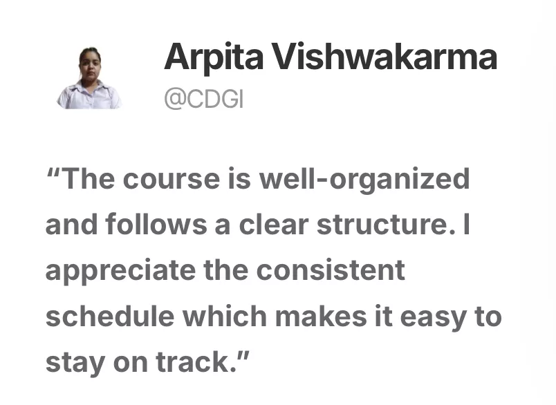 Pregrad placement record: Arpita Vishwakarma