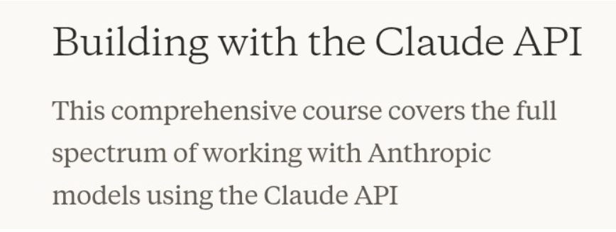 Building with Claude API: Anthropic Courses