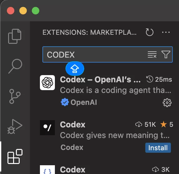 Codex ide extension: Use on Visual code