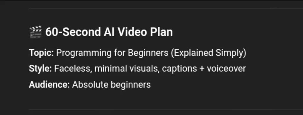 Free AI Video Generator: 60 seconds video plan