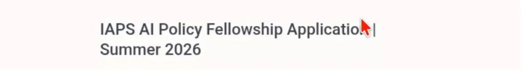 AI Policy fellowship 2026