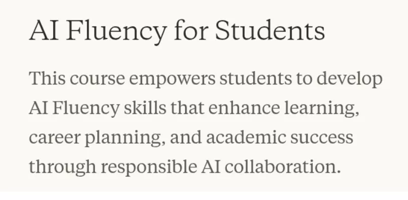 Anthropic Courses: AI Fluency for Students